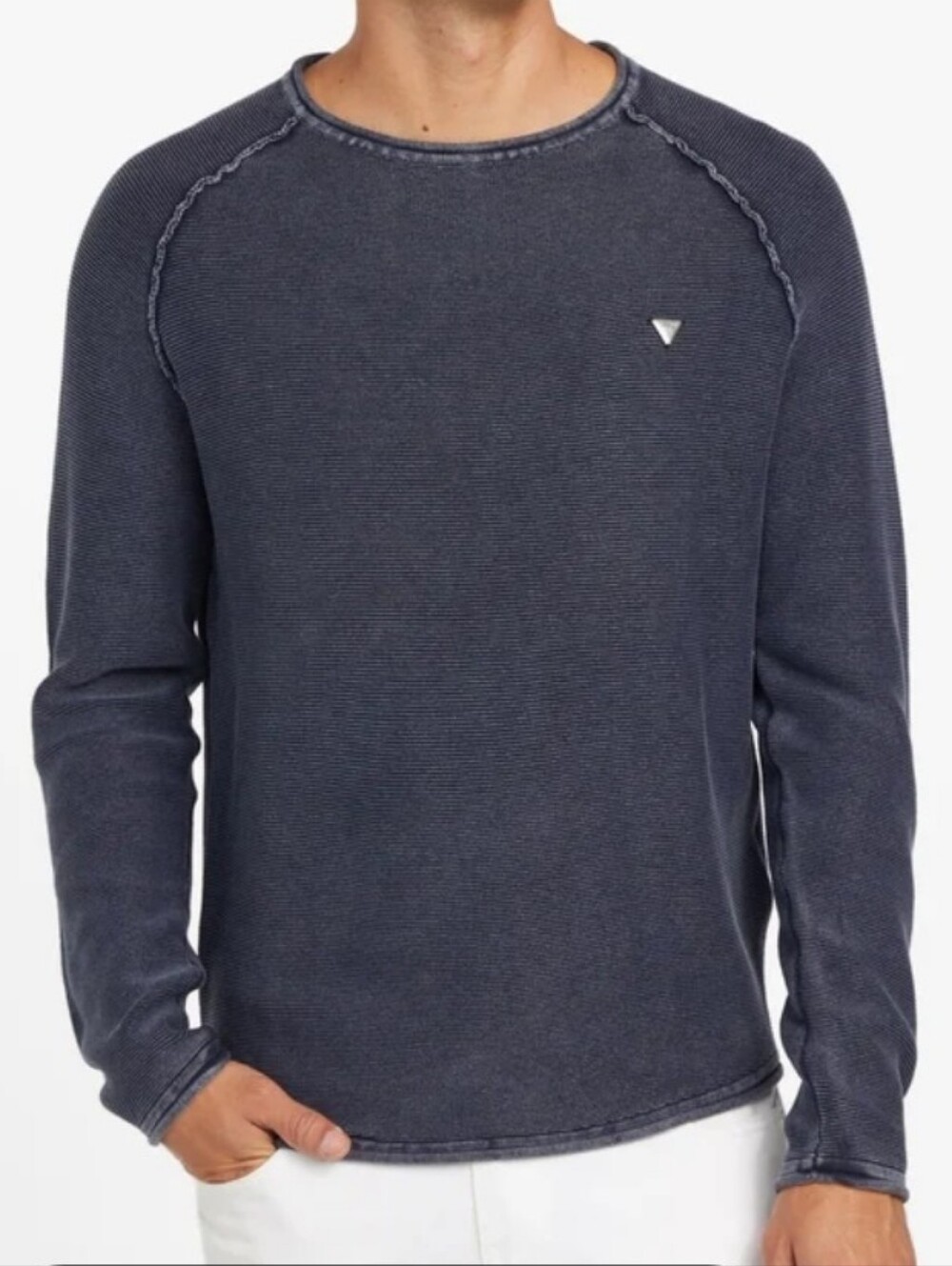 Guess Denis Crewneck Ribbed Sweater Gray Size S Unisex